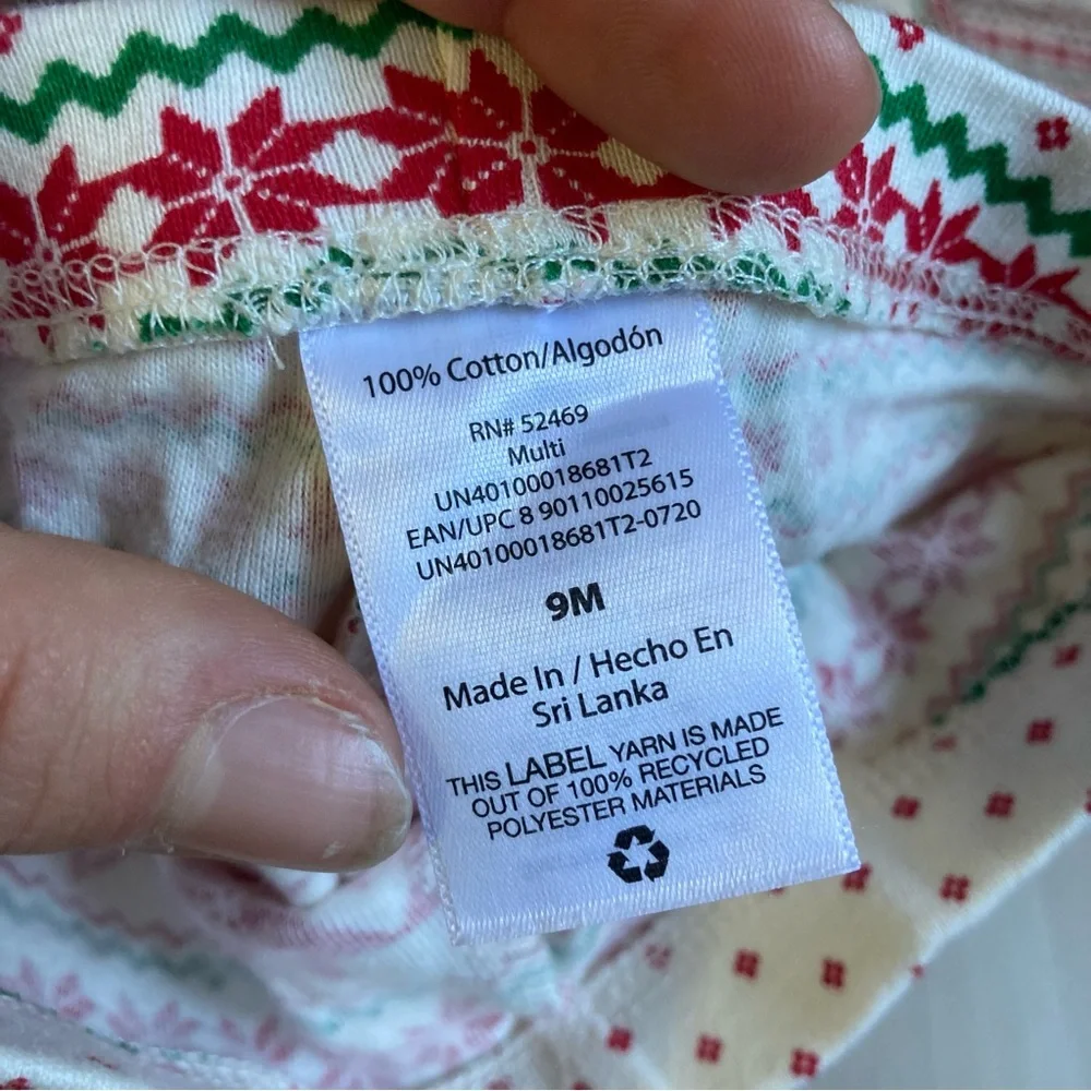 9 month infant Christmas pj’s two piece boy girl holiday time shirt and pants